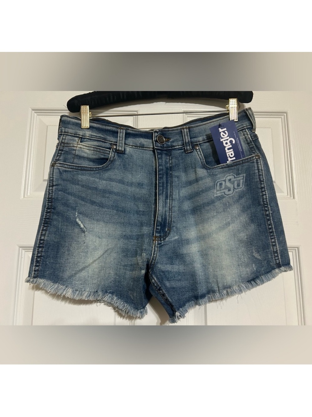 Wrangler Short Oklahoma State Football Denim Blue Jean Women OSU 11 Cowboys